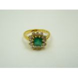 18ct gold 1.3ct emerald and diamond ring