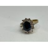 9ct Yellow Gold Sapphire/Diamond Ring