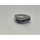 9ct White Gold Sapphire/Diamond Ring