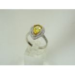 18ct white gold beryl and diamond ring