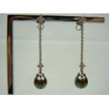 18ct white gold, pearl and diamond earrings