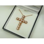 Large rose gold and diamond cross