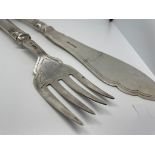Sterling silver serving fork and knife set