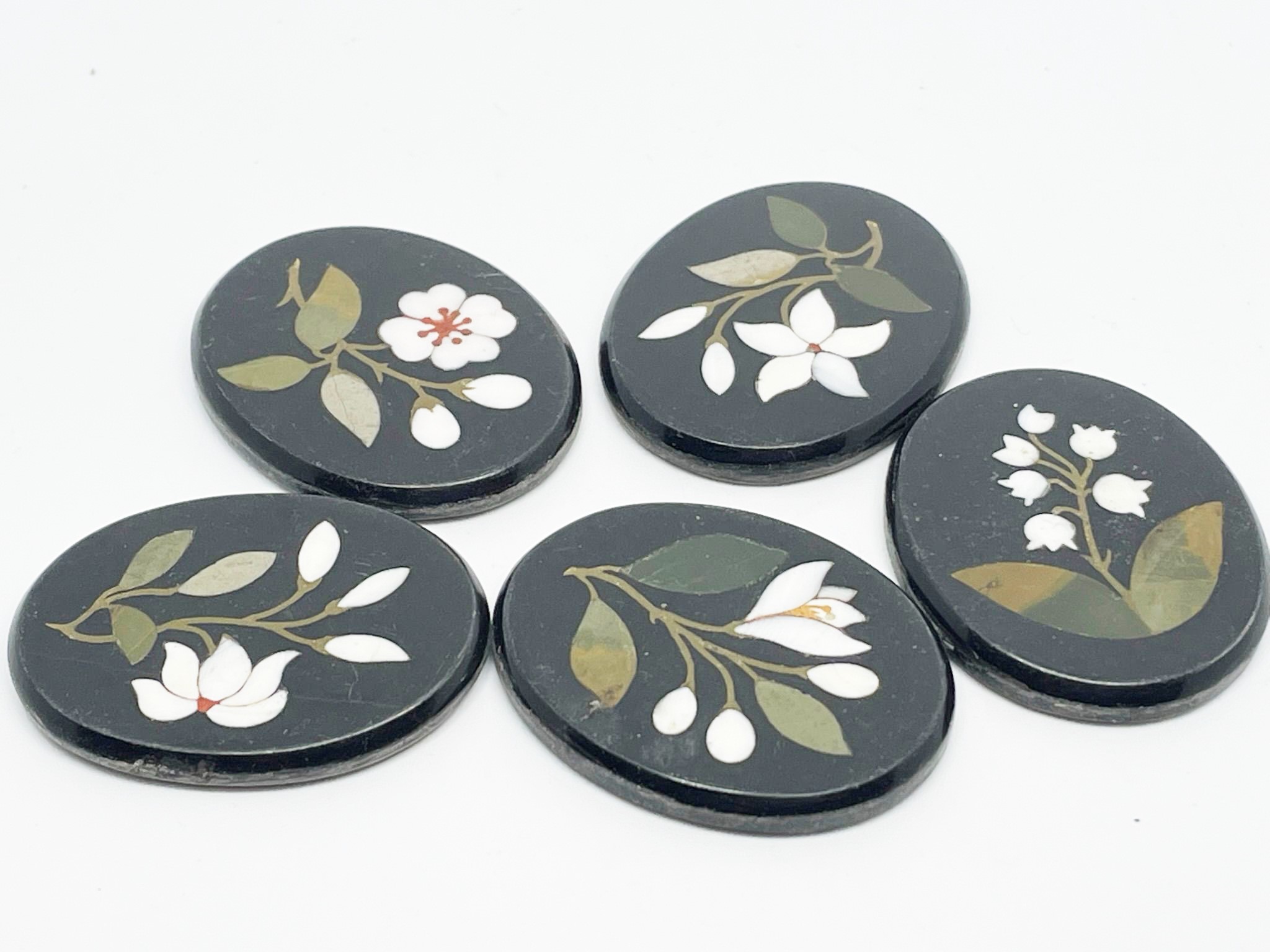 5 oval pietra dura panel insets