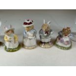 Four Royal Doulton Brambly Hedge figures. Primrose Woodmouse Mr and Mrs Apple and Mr Toadflax,