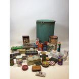 A quantity of vintage tins including Bisto, Quality Street, Harvest Crunch, and others together with