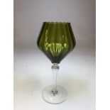 Vintage green glass goblet for display H:36cm