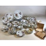 A quantity of Royal Worcester Evesham Gogh ether with a Jonnie Walker Wade Scoth Whisky jug and a