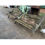 A Pair of Victorian style garden benches with metal ends. (A.F) Approx 125 long.