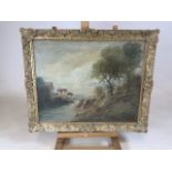 A continental oil on canvas in period frame. Indistinct signature lower right. W:60cm x H:49cm
