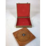 A Chinese compass in material case. W:17.5cm x D:17.5cm x