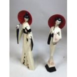 Two Artforum resin figurines in the oriental style H:29cm