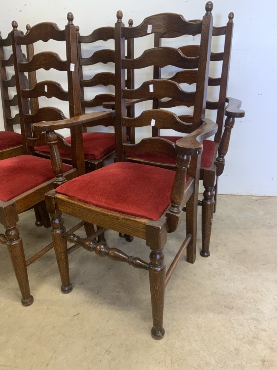 A set of six modern ladder back chairs with drop in seats. Seat height H:45cm - Image 2 of 6