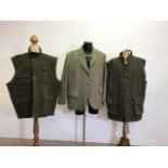 Mens country tweed jacket approx 50 inch chest with check waistcoat size XXXL and cotton moleskin