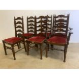 A set of six modern ladder back chairs with drop in seats. Seat height H:45cm