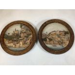 A pair of decorative German plates by W S and S. Stamped Meersburg 6917 and Oberstein 6918. W:40cm x
