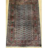 A small blue and red Bokhara rug. W:140cm x H:96cm