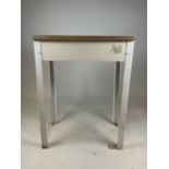 A mid century Qualcast foldaway WRINGER with metal legs, formica top and metal winding handle. W: