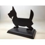 A painted metal Scottie dog foot scrape W:40cm x D:24cm x H:41cm