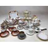 A Melba bone China part tea set together with a Furnivals coffee pot and cups also with cabinet cups