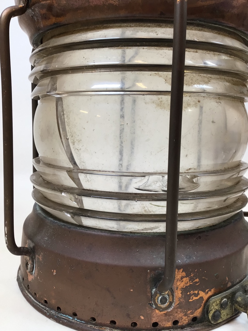 A large copper and brass ships lantern labelled anchor The Maritimes. Crack to glass (see image) W: - Image 6 of 6