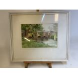 An original water colour of Buford Bridge Oxfordshire, signed E M Bottomley July 1st 1968. Image