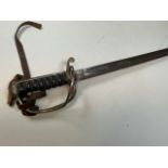 A Civil war confederate state army cavalry sword, with leather sheath and handle. Length:99cm.