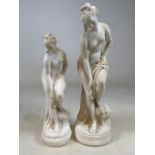 Two plaster figurines of Venus the bather. Largest H:43cm