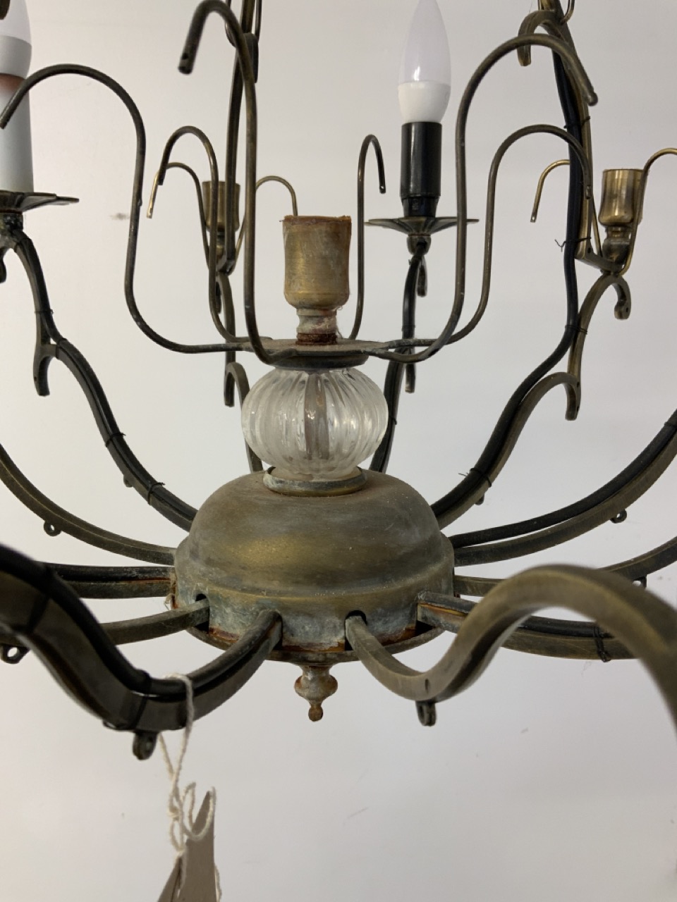 A large gilt metal chandelier with drop lustres. H:75cm - Image 5 of 5