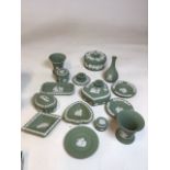 A quantity of green Wedgwood Jasperware