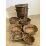 A Selection vintage wicker baskets.