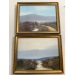 A pair of gouache paintings By T.Weston. 20th century. W:40cm x H:30cm