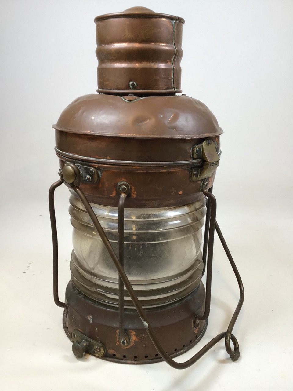 A large copper and brass ships lantern labelled anchor The Maritimes. Crack to glass (see image) W: - Image 3 of 6