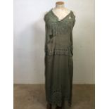 A 1920s beaded and embroidered overdress with 1920s style crepe underdress made to go with