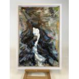 A modern abstract oil on canvas in rebated frame. W:51cm x H:76cm