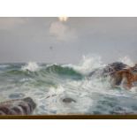 A Watercolour sea scape by Evelyn Bishop Near Penzance. W:34cm x H:24cm