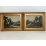 A pair of early 20th century oils on canvas in gilt frames. W:60cm x H:50cm