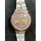 A Seiko 1974 stainless steel Bullhead automatic chronograph watch. Model 6138-0040.