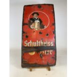 A large heavy metal German sign, Schultheiss Beir. W:62cm x H:122cm