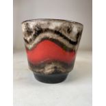 A hand painted. West German fat lava vase. Impressed 700 over 17 Germany to base. W:18cm x D:18cm