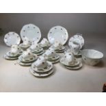 A part tea set of Meir rosebud china. Fluted cups with gilded edge. 35 pieces in total. Some