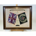 WW1 Durham Light Infantry hand stitched flags. W:70cm x H:57cm