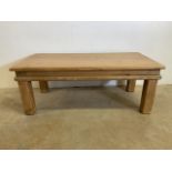 A reclaimed pine coffee table. W:120cm x D:62cm x H:46cm