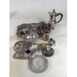 A quantity of silver plated items and wine related items