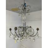 A five arm chrome chandelier. Early to mid 20th century. H:65cm
