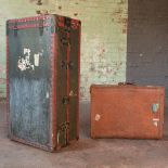 Classic luggage. Vintage shipping travel compactum chest, together with a leather gentleman's suit