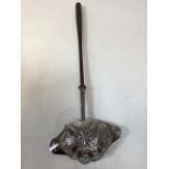 Antique silver hallmarked double lipped toddy ladle with long rosewood handle. Overall length 36cm