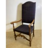 An early 20th century throne chair, upholstered seat and back weigh stud finish. Seat height H:45cm