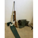 An SMK said rifle with Hawke night scope attached with case and accessories also with a pair of