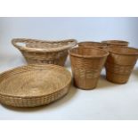 Six wicker items.